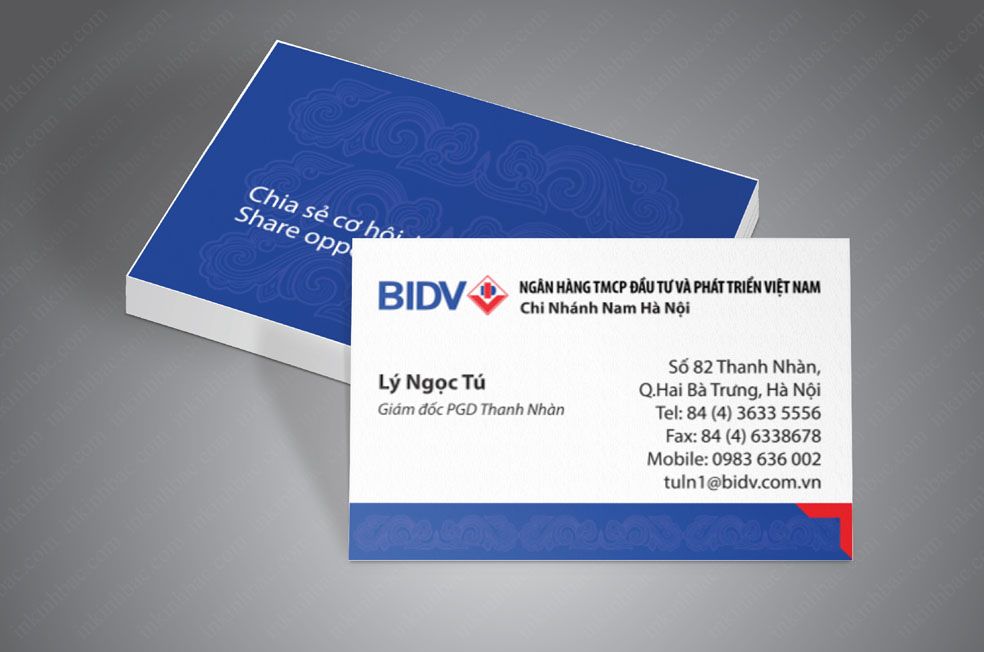 Mẫu card visit của ngân hàng BIDV